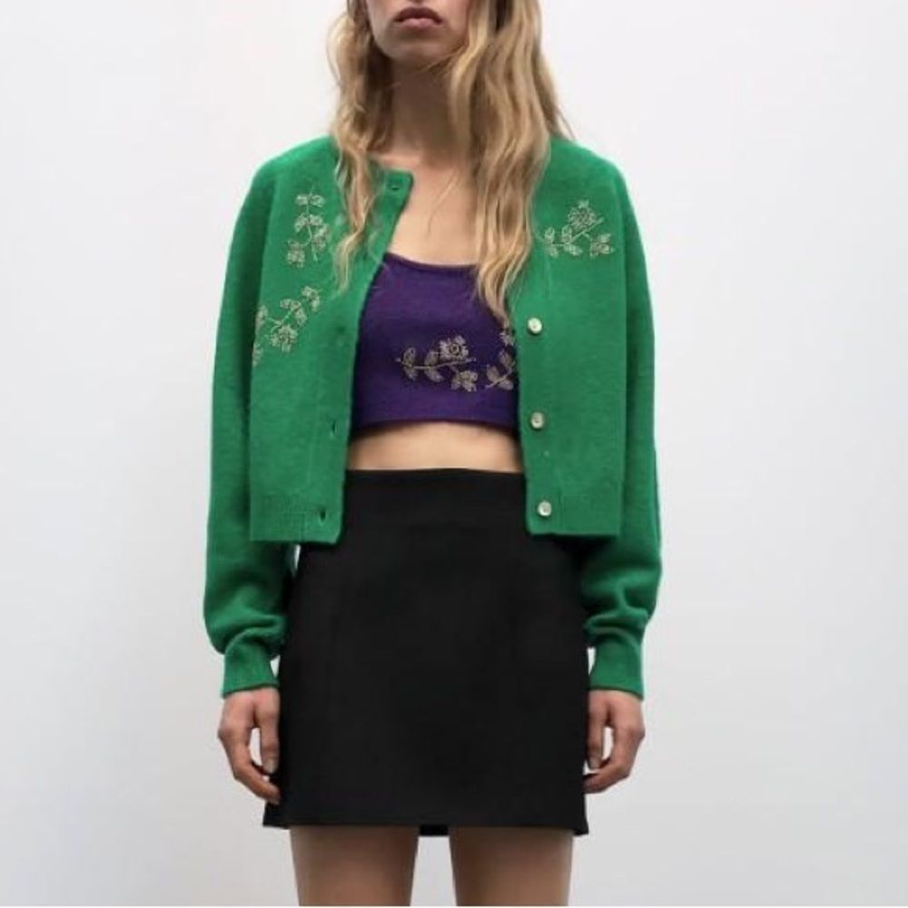 ZARA KNIT CARDIGAN WITH BEADS - Picture 4 of 11